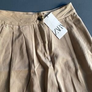 New with Tags - Zara High Rise Pleated Chino Pants | Size 2 | Tan Tapered
